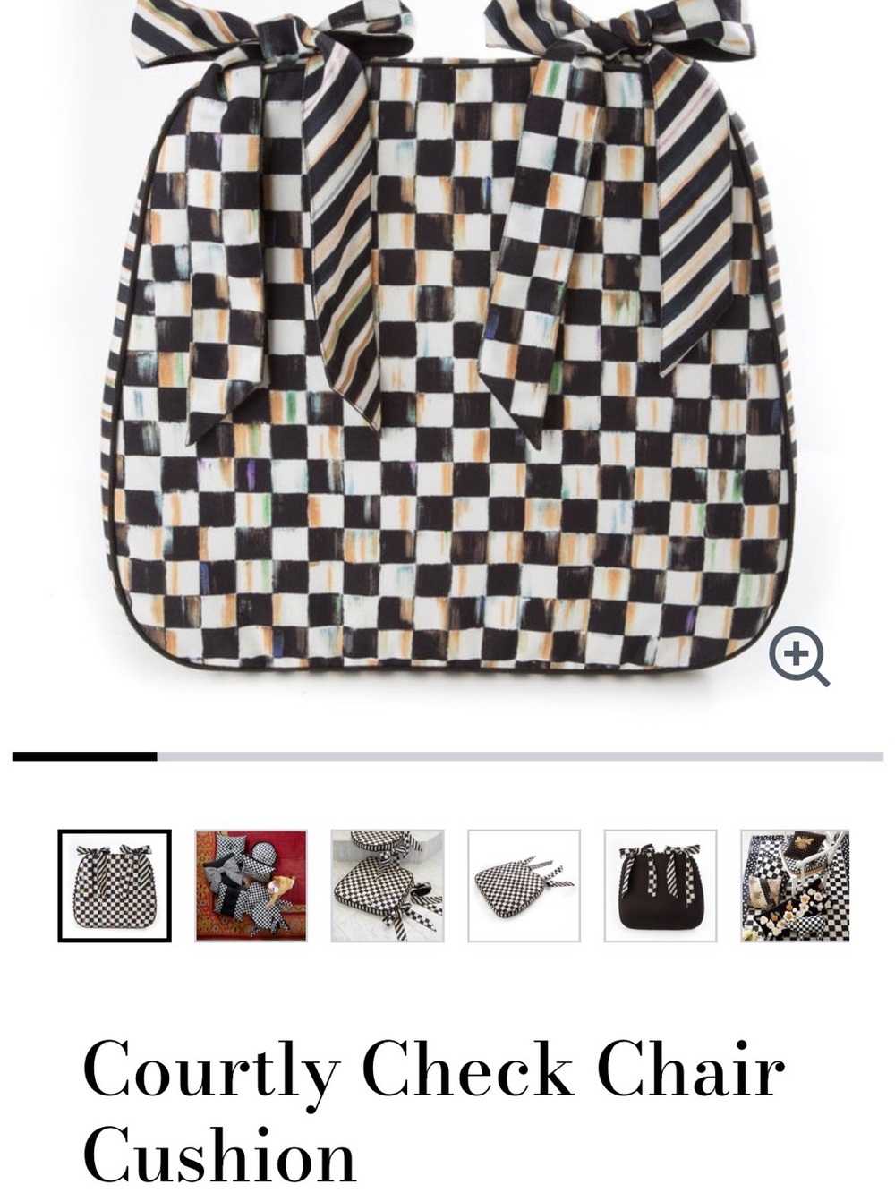 NEW Mackenzie-Childs Courtly Check Chair Cushion
